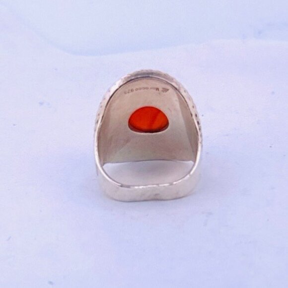 Vintage Moroccan 925 Silver Carnelian Statement Ring Size 9.5 Boho Artisan - Picture 3 of 11